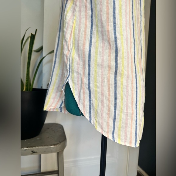 Splendid Small Linen Blend Button Up Striped Shirt Coastal Cottage Core - Picture 8 of 11